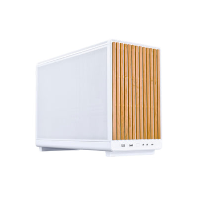 CASE GAMER LIAN LI A3-MATX-WD-26.3L MICRO FORM FACTOR CHASSIS-NO FANS INCLUDED-SUPPORTS 360MM AIO-MODULARITY DESIGN-FOR M-ATX, ITX MOTHERBOARD-DAN COLLABORATION-WOOD FRONT PANEL-WHITE (A3W-WD) – CS –