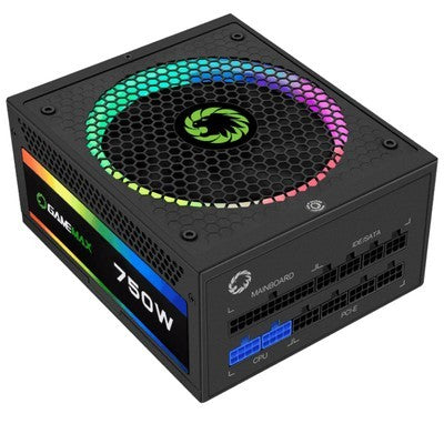 FUENTE DE PODER GAMEMAX 750W RGB-750 PRO (5.1) BK FULL MODULAR +80 GOLD (ATX 3.0/3.1, PCIE 5.0/5.1) 25 MODOS ARGB FAN 14CM GARANTIA 12 MESES