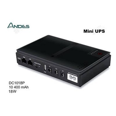 MINI UPS PARA ROUTER DC1018P 10400 MAH 18W 5V / 2A 9V / 2A 12V +1*P/USB-A 5V/2A + 1*P/POE(15V/24V) / 2A GARANTIA 6 MESES