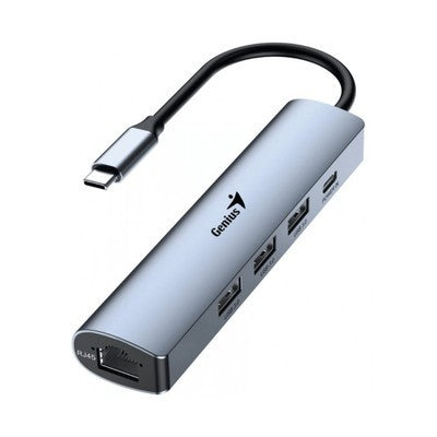 HUB GENIUS UH545 USB C A 5 PUERTOS 3 USB A 1 USB C 1 RJ45 GE WIN 10 11 MAC
