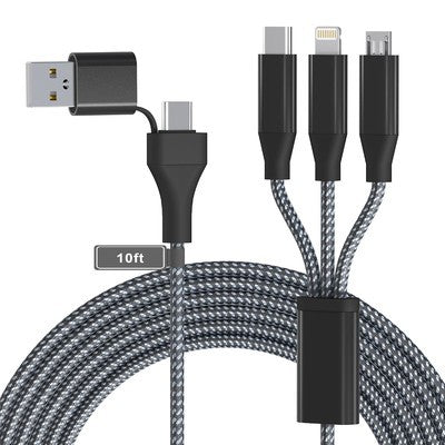 CABLE DAHUA 3 IN1 USB-C TO USB-A DATOS/CARGA 5V 3A TO TYPE C /LIGHTNING / MICRO