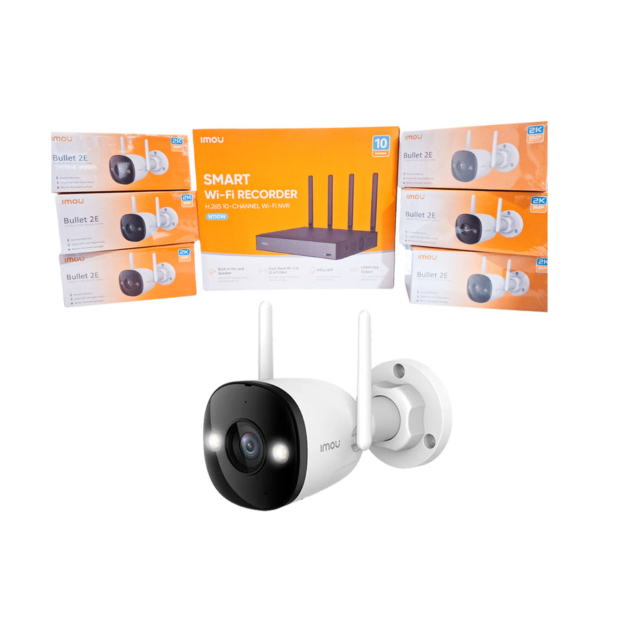 KIT DE CAMARAS IMOU 6 CAMARA BULLET IMCAIPCK 3DN3H0W (3MP) DETECTOR DE MOVIMIENTOS -VISION NOCTURNA – A PRUEBA DE AGUA – MICRO SD – MICROFONO INCORPORADO + NVR WIFI N110W 8CH 1 HDMI – 1 VGA – 2 USB