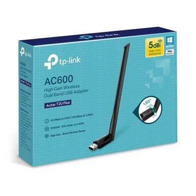 ADAPTADOR WIFI TP-LINK ARCHER T2U PLUS AC600 DUAL BAND 2.4GHZ: 200MBPS Y 5GHZ: 433MBPS 1 ANT. 180° 5DBI