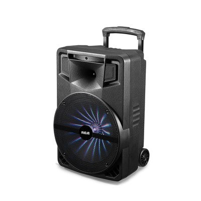 PARLANTE RCA PWR3 POWERFUL BASS 20000W 10" X2 WOOFER 60HZ A 20KHZ BLUETOOTH 5.0 USB TF-AUX TWS MICROFONO CON VOLUMEN CONTROL REMOTO DC 9V RGB DAZZLE - PWR3