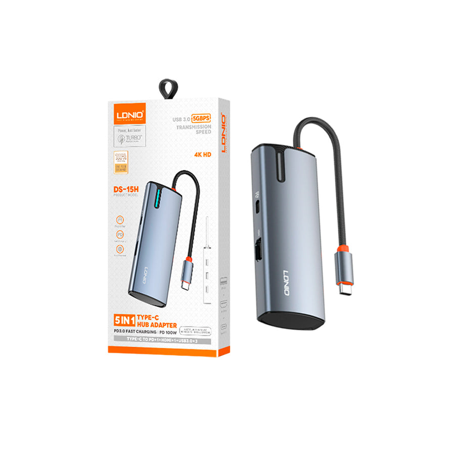 HUB LDNIO DS-15H 100W TC TO PD*1+HDMI-4K*1+USB3.0*3