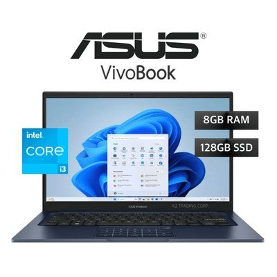 LAPTOP ASUS VIVOBOOK 14" FHD INTEL CORE I3-1315U 8GB DDR4 128GB SSD WINDOWS 11 HOME QUIET BLUE