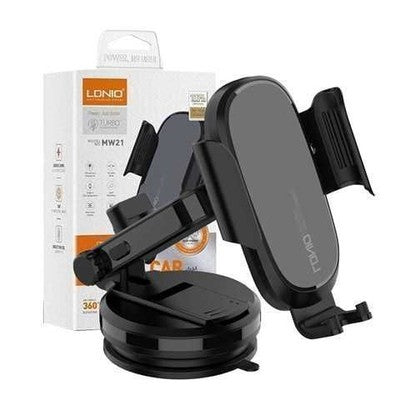 SOPORTE VEHICULAR LDNIO MW21 CARGADOR INALÁMBRICO QI 15W APERTURA AUTOMÁTICA NEGRO