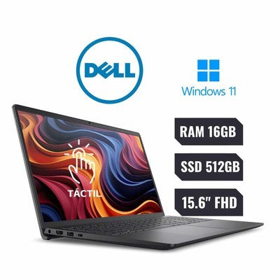 LAPTOP DELL 15.6" FHD TOUCH AMD RYZEN 7 7730U 16GB RAM 512GB SSD WINDOWS 11 HOME DARK BLACK