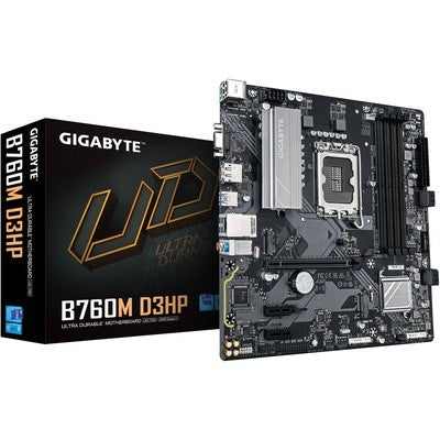 TARJETA MADRE GIGABYTE B760M D3HP DDR4 INTEL B760 LGA1700 128GB 5333MHZ 2 M.2 PCIE 4.0 MICRO-ATX