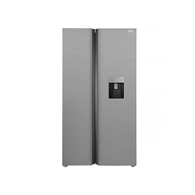 REFRIGERADORA TCL 485 LITROS SIDE BY SIDE PUERTA METAL / VIDRIO NO FROST CONTROL ELECTRICO PLATA