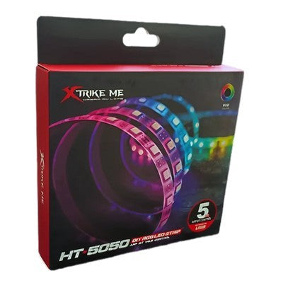 CINTA LED RGB XTRIKE ME HT-5050 5M USB 2,0 5V-1A CONTROL POR APP ANDROID, IOS GARANTIA 12 MESES