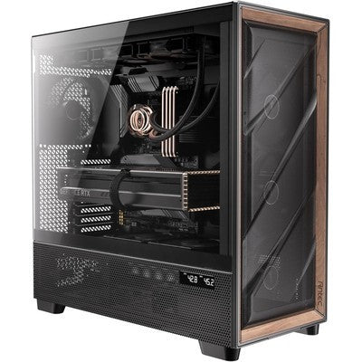 CASE GAMER ANTEC FLUX PRO, 6 X PWM FANS INCLUDED, HIGH-AIRFLOW FRONT PANEL WITH WALNUT WOOD, ISHIFT PSU 90 DEGREE MOUNT, USB3.0 X 2, TYPE-C, 420MM RADIATOR SUPPORT, TEMP. DISPLAY, FULL-TOWER E-ATX PC