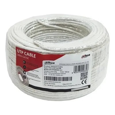 CABLE UTP CAT5E INT. DAHUA 100M COBRE 100% 23AWG CHAQUETA BLANCA GIGABIT ETHERNET DH-PFM920C-A1