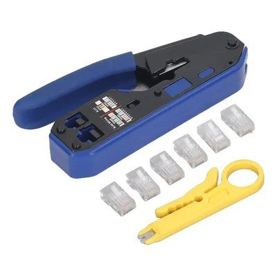 PONCHADORA TOOLS PA-THRU RJ45 CAT5E, CAT6, CAT6A ,CABLES 26AWG -23AWG CORTADOR HOJA DE ACERO GARANTIA 12 MESES