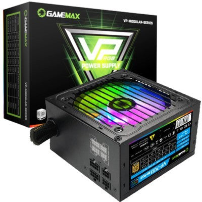 FUENTE DE PODER GAMEMAX 700W VP-700-RGB-M BK SEMI-MODULAR 80+ BRONZE FAN 12CM RGB MODO ECO 100-240V GARANTIA 12 MESES