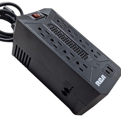 Protector De Voltaje Rca 1000Va 41Exn49 Negro 8Tomas 1 Tipo C 1 Usb 2.0 1 Rj45 (Pc+Monitor-Impresoras-Tv-Router-Laptop)