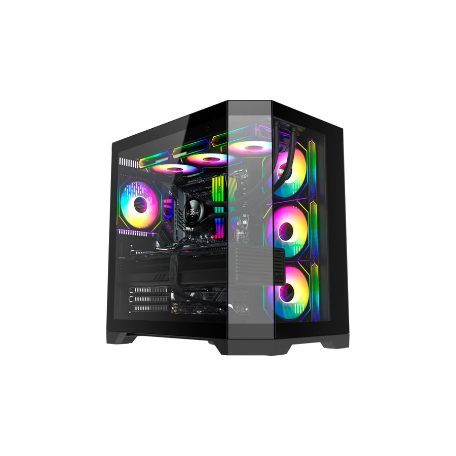 CASE GAMEMAX HYPE-A WH ATX USB 3.0/2.0 FAN ARGB (POST. 1*12CM, LAT. 3*12CM) PANORAMICO LAT Y FRONT VIDRIO TEMP. CONTROLADOR RGB AURA SYNC GARANTIA 12 MESES