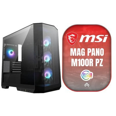 CASE GAMER MSI MAG PANO M100R PZ - MICROATX TOWER - WINDOWED SIDE PANEL (TEMPERED GLASS) - NO POWER SUPPLY (ATX) - BLACK - USB/AUDIO - MB - MSI
