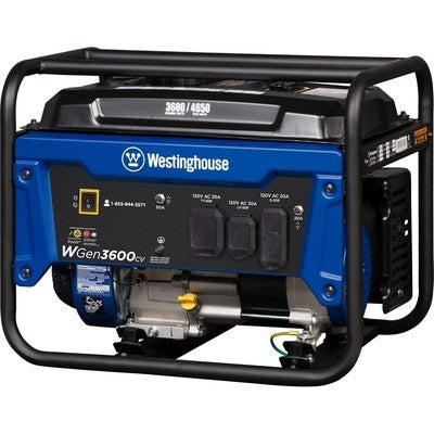 Generador Westinghouse Wgen3600Cv 4650W Pico, Gasolina 4 Gal. Hasta 14H, 212Cc Salidas (Ac Tt-30R 120V/30A*1, Ac L530R 1