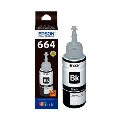TINTA EPSON T664120 BLACK L110 / L120 / L130 / L200 / L210 / L220 / L300 / L310 / L350 / L355 / L365 / L375 / L380 / L395 / L455 / L475 / L495 / L565 / L575 / L1300 / L1455 70ML