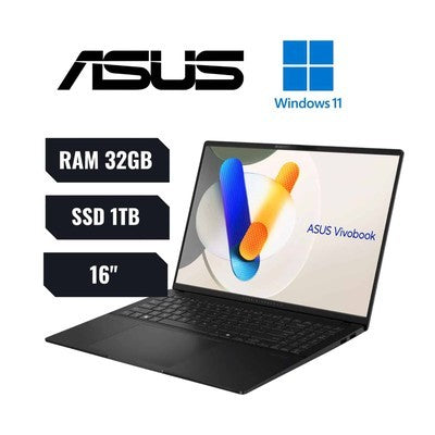 LAPTOP ASUS VIVOBOOK S16 OLED 16" 3K 120HZ INTEL CORE ULTRA 9 285H 32GB DDR5 1TB SSD WINDOWS 11